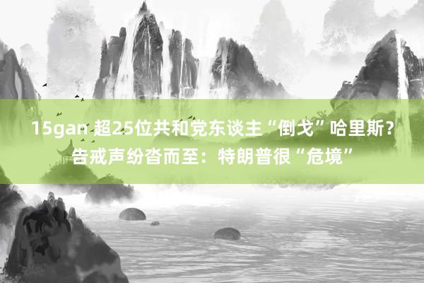 15gan 超25位共和党东谈主“倒戈”哈里斯？告戒声纷沓而至：特朗普很“危境”