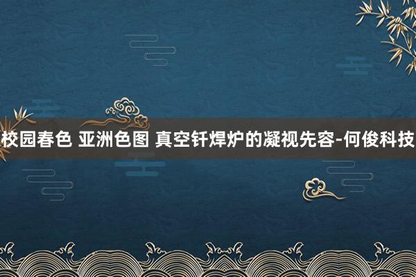 校园春色 亚洲色图 真空钎焊炉的凝视先容-何俊科技