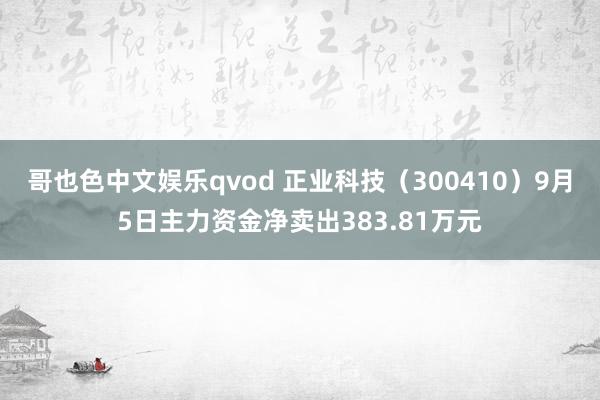 哥也色中文娱乐qvod 正业科技（300410）9月5日主力资金净卖出383.81万元