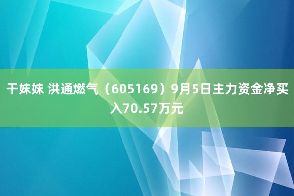 干妹妹 洪通燃气（605169）9月5日主力资金净买入70.57万元