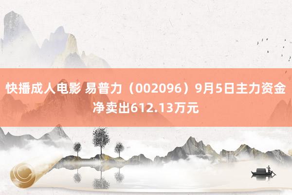 快播成人电影 易普力（002096）9月5日主力资金净卖出612.13万元