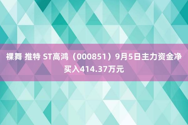 裸舞 推特 ST高鸿（000851）9月5日主力资金净买入414.37万元